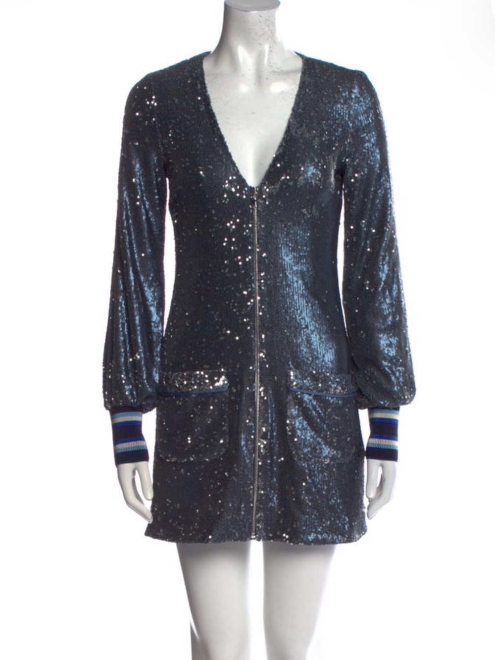 Alexis Black Sequin Long-Sleeve Zip Dress